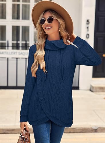 Image of Bulotus Tunic Sweaters for Women 2025 Turtleneck Sweater Pullover Lightweight Warm Tunic Tops for Leggings Loose Fit