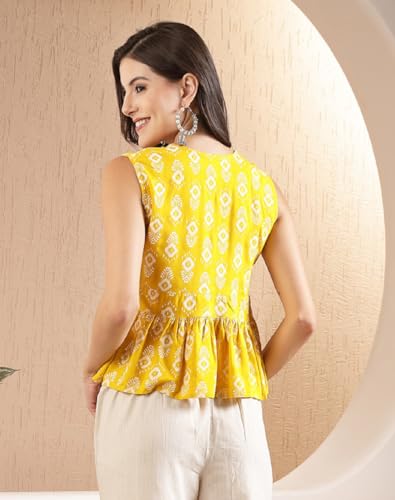 Image of Stylum Women's Bandhej Printed Rayon Peplum Top