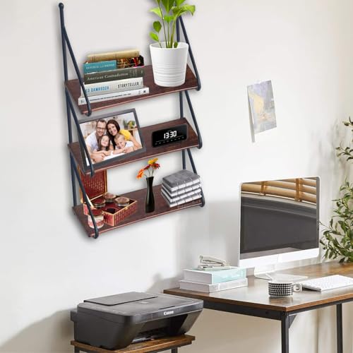 Image of Wall Mount Floating Shelves for Books Shelf, Antiques, Organizer, Storage - DIY - MDF (Solid Wood-Steel 1 Shelf)