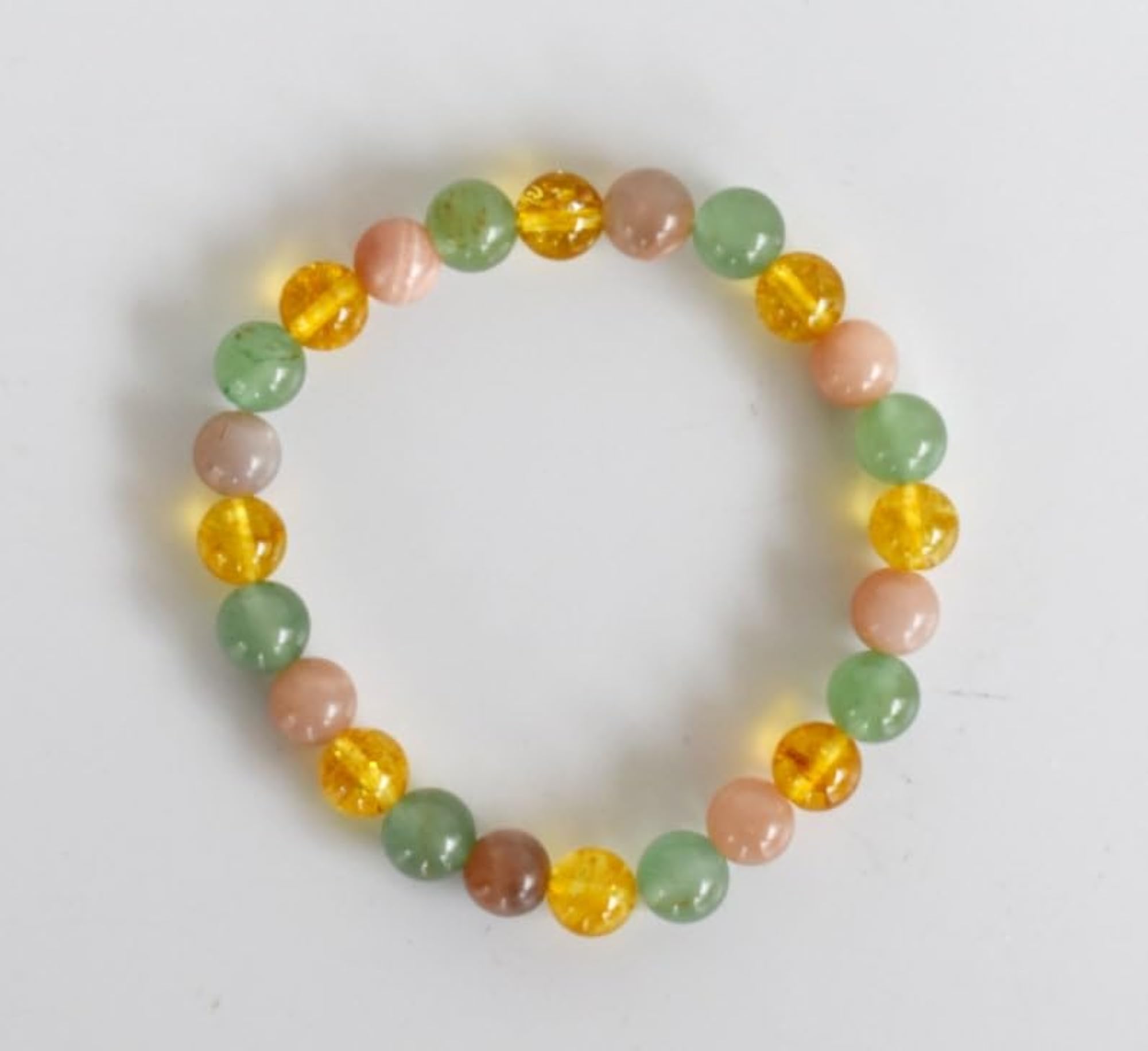 Natural Green Aventurine, Citrine & Moonstone Bead Bracelet, Unisex