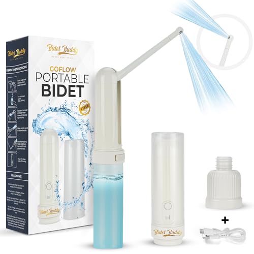Bidé portátil | Bidet Buddy™ GoFlow | Alta presión | Bidé de viaje | Bidé portátil de 180 ml para viajes | Bidé de mano | Bidé portátil eléctrico recargable para mujeres y hombres | Bidé de viaje