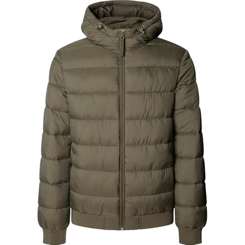 Pepe Jeans Puffer Hood Jacket Veste, Vert (Vert Militaire), M Homme