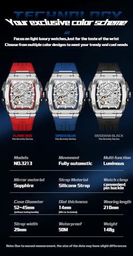 Image of OLEVS Watch Men Self Winding Luxury Skeleton Mechanical Business Dress Square Wrist Watches Calendar Watches
