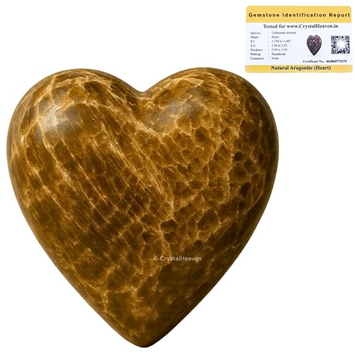Image of Certified Aragonite Crystal Heart Palm Pebbles Stones for Anxiety Stress Relief Massage - AAA Grade Original Healing Gemstone Agate Heart Palm Stone for Yoga Meditation Spiritual
