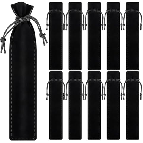 WFPLUS 50 Pieces Velvet Pen Pouch with Drawstring - Velvet Pen Bag Case Pen Holder Pencil Bag for Pen & Pencil (Black) Cover