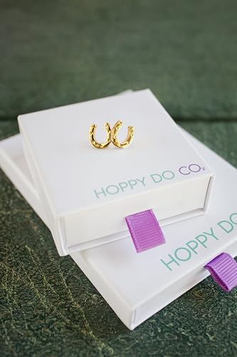 Horseshoe Earrings 18k Gold | Equestrian Jewelry Gift for Women, Girls & Horse Lovers, Lucky Good Luck Charm Studs3
