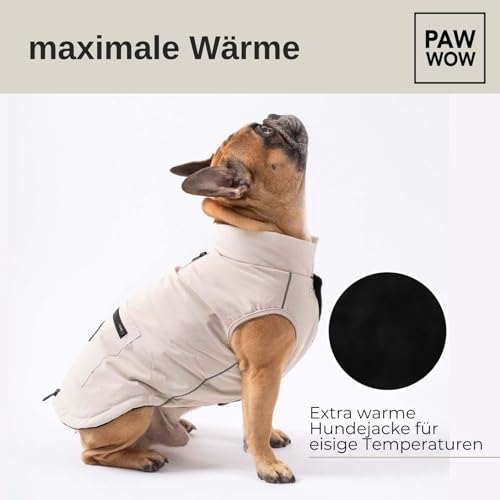 PAW WOW Toni Hundejacke | Winter Hundemantel mit Bauchschutz | Hundeweste für große & kleine Hunde (Beige, XXL)