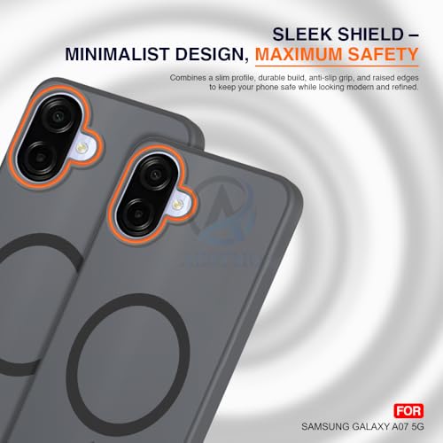 Image of AESTMO Samsung Galaxy A07 / M07 / F07 / F70E 5G Back Cover | Slim Hard Shell | Matte Frosted Hard Back Translucent Back Cover for (Compatible with MagSafe Accessories, Black)