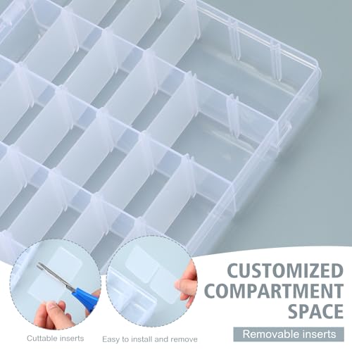 Image of Leelosp 8 Pack 36 Grids Clear Plastic Organizer Storage Box with Adjustable Dividers Small Crafts Organizers Bead Storage Compartment Container for Jewelry Fishing Tackle Nail Parts