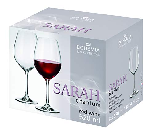 El Mejor Listado de Copas de vino - los preferidos. 49 Bohemia Royal Crystal - Copas de cristal para Vino Tinto de 520 ml. / 18.30 fl OZ. Línea Sarah. Set de 6 piezas. (520)