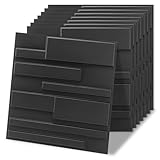 Art3d 20 Pack Decorative 3D Wall Panels, 19 Sq.Feet PVC Interior Wall Décor, 11.8'x11.8', Black
