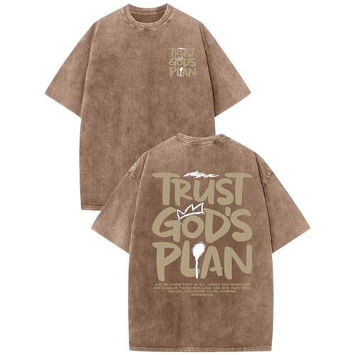 Weripoah Christian Shirts for Boys Jesus Faith Shirt Kids God Religious Tshirt Bible Verse Tee Graphic Tees Acid Wash Tshirts(Coffee 150)