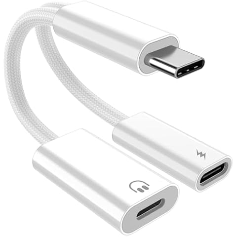 AFGHOA for Lightning to USB C adapter for iPhone 16, USB C to USB C Adapter for iPad 10 Pro Air 6 5, 2-in-1 USB C Adapter for Lightning Headphones Earbuds Earphones,PD Fast Charging USB Type C Adapter Cover