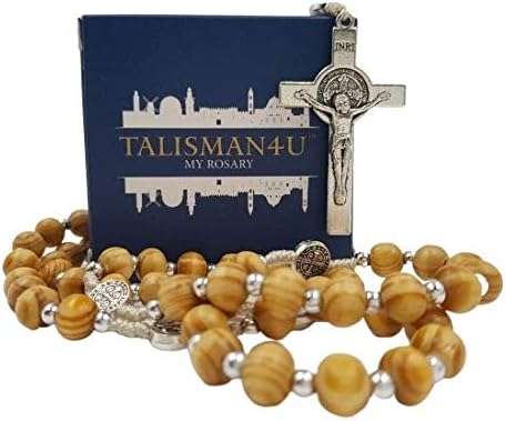 TALISMAN4U Olive Wood Rosary Beads Catholic Necklace St Saint Benedict Medal Crucifix Jerusalem Cross Gift Box - Image 8