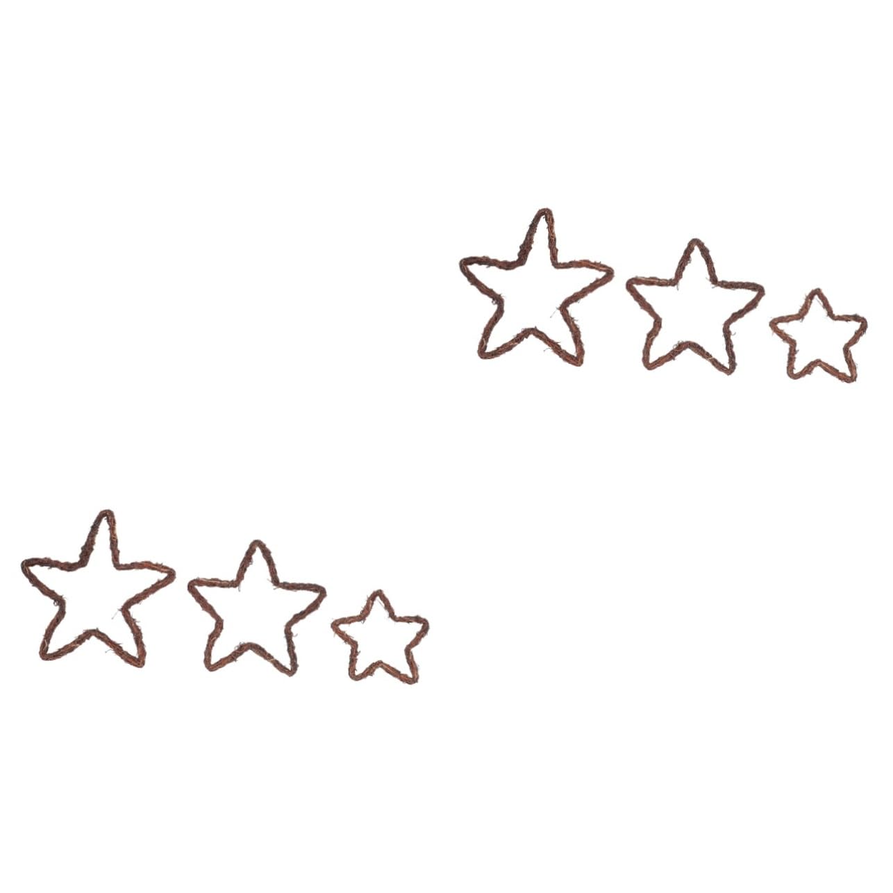 Cabilock 2 Ensembles Lot De 2 Guirlandes D'Étoiles en Rotin Anneaux Couronnes Guirlande D'Étoiles en Brindilles Forme D'Étoile Couronne en Rotin À Faire 3 pièces * 2