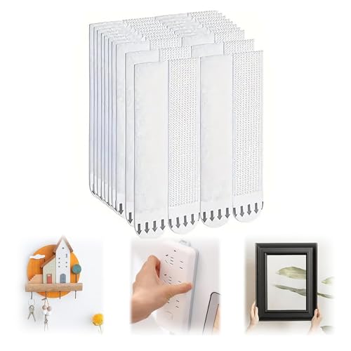 Image of Hook and Loop Double Sided Tape, Command Poster Strips,Large Picture Hanging Strips Heavy Duty, Large Putty, Self Sticky Adhesive Fasteners for Window Fixing, Photo Frames and DIY(48PCS)