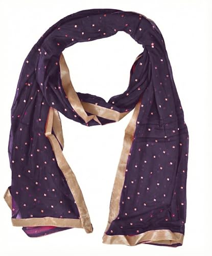Image of YOUTHQUAKE Women's Golden Printed Chiffon Dupatta With Four Side Golden Lace
