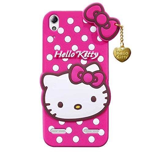 Image of Unirock Hello Kitty Back Case Cover for Lenovo A6000| 3D Cute Hello Kitty Case |Soft Silicone Rubber Back Cover with Pendant Kitty Cover for Lenovo A6000 (Pink)
