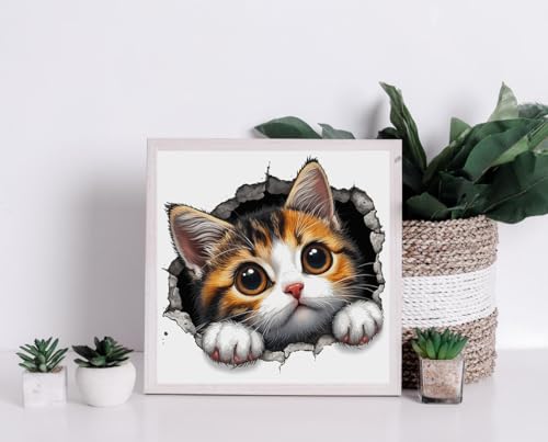 Image of Moohue 14CT Stamped Printed Counted Cross Stitch Kits for Adults Animals Cute Cat Cross Stitch Patterns Flowers for Beginners Needlepoint Kits for Adults (Animal Cute Cat)