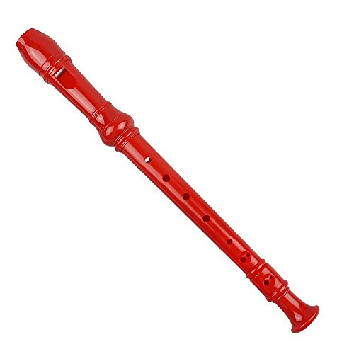 Image of Mr.Power Soprano Recorder German Style C Key for Beginner Student Music Class 3 Piece ABS With Thumb Rest + Fingering Chart + Cleaning Stick + Carrying Bag (Red)