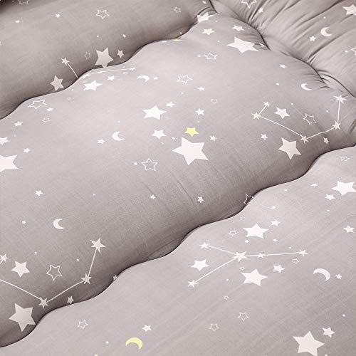 Image of MAXYOYO Grey Constellation Japanese Futon Mattress, Tatami Mat Portable Camping Mat Kids Sleeping Pad Foldable Roll Up Floor Lounger Couch with Mattress Protector Full Size