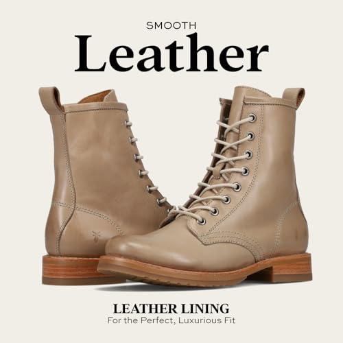 Image of Frye Veronica Women's Combat Boots Crafted from Hand-Burnished Vintage Italian Leather with Genuine Stitch-Down Welt Construction and Leather Lining - 6 inch Shaft Height