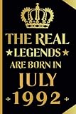 the real legends are born in july 1992 blank lined journal: a 30 years old - 30th birthday notebook gift ideas for boys girls / a unique birthday ... ... born in july 1992 | 106 pages 6x9