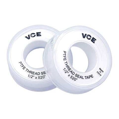 VCE 2 Stück PTFE Dichtband PTFE Band Gewinde Dichtungsband Teflonband Gewindedichtband PTFE Tape, 12mm 13m, weiß… Cover