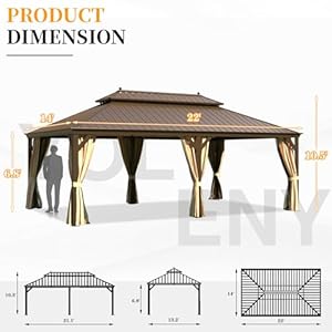   YOLENY-14x22-Gazebo-Hardtop-Gazebo-with-Galvanized-Steel-Double-Roof-Pergolas-Aluminum-Frame-Netting-and-Curtains-Included-Metal-Outdoor-Gazebos-for-Garden-Lawns