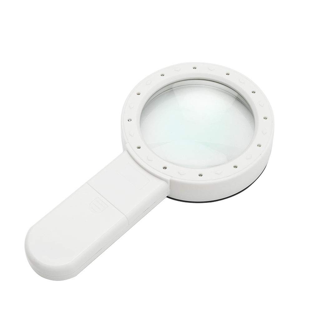 Loupe de lecture 30X avec LED ronde en verre optique pour seniors