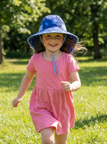 Image of icolor Kids Sun Hat UPF50+ Sun Protection Bucket Hat Toddler Summer Beach Play Hats with Neck Flap for Girl Boy Ages 3~10
