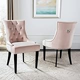 Safavieh Home Harlow Blush Pink Velvet Tufted Ring Chair, Set of 2