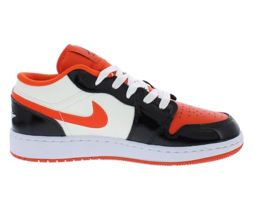 Image of Nike Air Jordan 1 Low SE GS Boys Shoes Size 4.5, Color: Team Orange /Black /Sail
