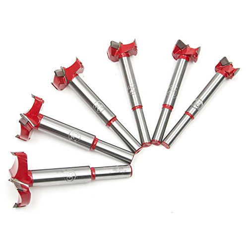 Drill Bit Set, 6Pcs 16mm-35mm Carbon High Speed Steel Woodworking Hole Saw Set Auger Opener Drilling Wood Plastic Plywood with Round Shank