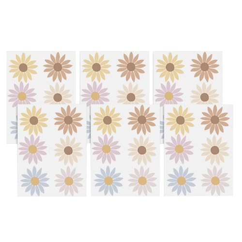 Juego de 6 hojas de vinilo pegatinas de pared para dormitorio, habitación infantil, baño y cocina, diseño de margaritas