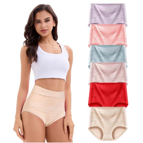 Women's Briefs Underwear Cotton High Waisted Panties for Women Pack Tummy Control Ladies Panty Fashion Multipack(J Assorted,M)