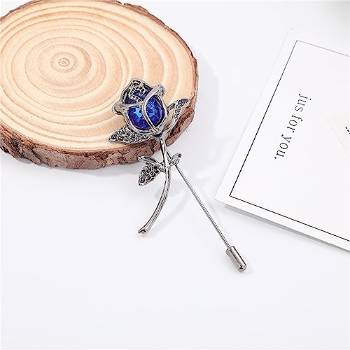 Image of Red Rose Flowers Brooches Pins Rhinestone Brooch Cubic Zirconia Classic for Party Dance Wedding Banquet for Elegant Women Beautiful Girls Lapel Pins Dress Suit Bouquet Ceremony Accessories Jewelry