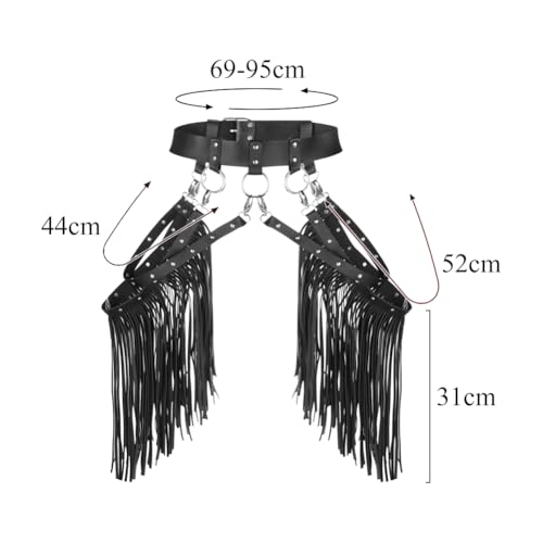 Women Punk Tassel Belt Leather Body Harness Waist Chain Gothic Caged Belt Rave Party Nightclub Costume4