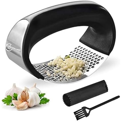 Ever Last Garlic Press with Peeler & Brush Cover