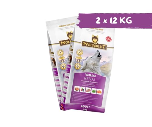 Wolfsblut Vetline Hundefutter - RENAL, 2x12kg - Sparbundel, Sparpaket - inklusive Warnicks Tierfutterservice Hundesnack Goodie