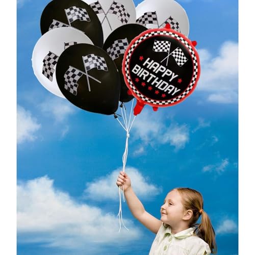 Image of 16Pcs Happy Birthday Decoration Items Race Car Theme Decorations Tyre Foil Balloons For Birthday , Theme Party(Pack Of 16 , Multicolor)