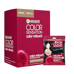 Garnier Color Sensation Color Retouch, Demi Permanent Hair Dye for Roots with 100% Gray Coverage, Black Hair Dye 1.0, Pack of 6