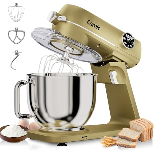 Image of 8.45 QT All Metal Stand Mixer,10 Speed Large Capacity Kitchen Mixer with Digital Timer & Tilt-Head, Electric Mixer with Whisk Dough Hook Mixing Beater for Baking,Cakes,Cookie,Bread,Salad (Champagne)