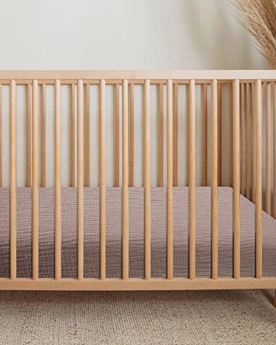 Image of Bassinet Sheet for Baby Boy and Girl, Fitted Sheets for Rectangle, Oval, Hourglass Bassinet Mattress, Muslin Moses Basket Sheets with Neutral Style (Vintage Taupe)