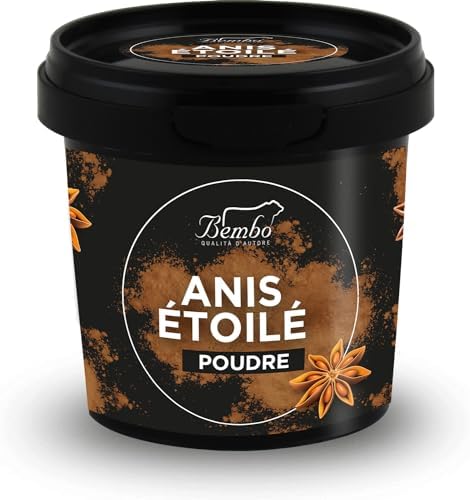Anis étoilé en poudre 55 g - Goût sucré, avec un arrière-goût de cannelle et de clou de girofle - Idéal pour les viandes, les poissons, pour sucrer les thés et cafés