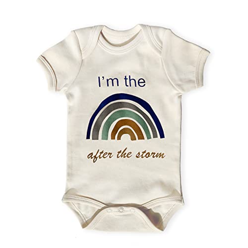 Image of MUMUDA I'm the Rainbow After the Storm Newborn Baby Clothes Organic Rainbow Baby Onesie Baby Short Sleeve Bodysuits for Boys and Girls (Rainbow-b, 0-3 Months)