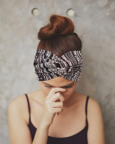 Image of DRESHOW 4 Pack Turban Headbands for Women Wide Vintage Head Wraps Knotted Cute Hair Band Accessories