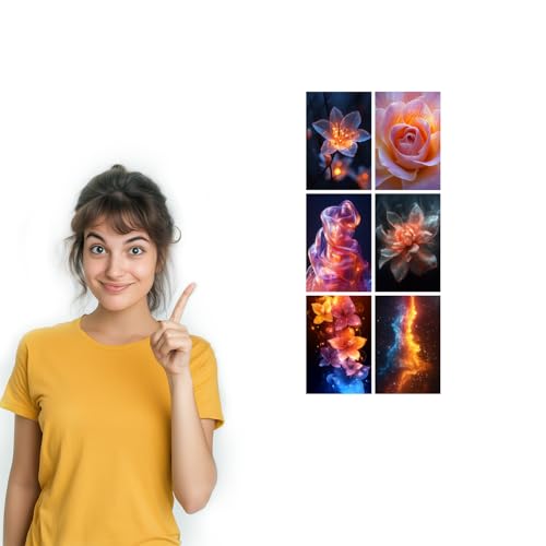 Image of SiddArtify Floral Wall Art Prints Set - Abstract Flower Poster Decor for Living Room Bedroom Office - Set of 2-4x6 Inch - Board (Pack of 6) - Sticker (Pack of 6)