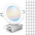 Sunco 48 Pack 6 Inch LED Recessed Ceiling Lights Ultra Thin, Canless Slim with Metal Junction Box, 1100 LM Selectable CCT 2700K/3000K/4000K/5000K/6000K, Dimmable, 11W=75W, Wafer Thin.