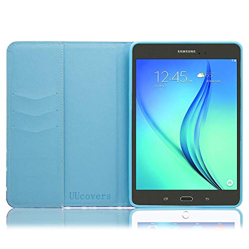 Uucovers For Samsung Galaxy Tab A 8.0 2015 Tablet Case (Sm-T350/T355) Smart Folio Stand Synthetic Leather Tpu Back Wallet Magnetic Cover With Pocket Card Holder [Auto Wake/Sleep], Gold Blue Butterfly #TOP3